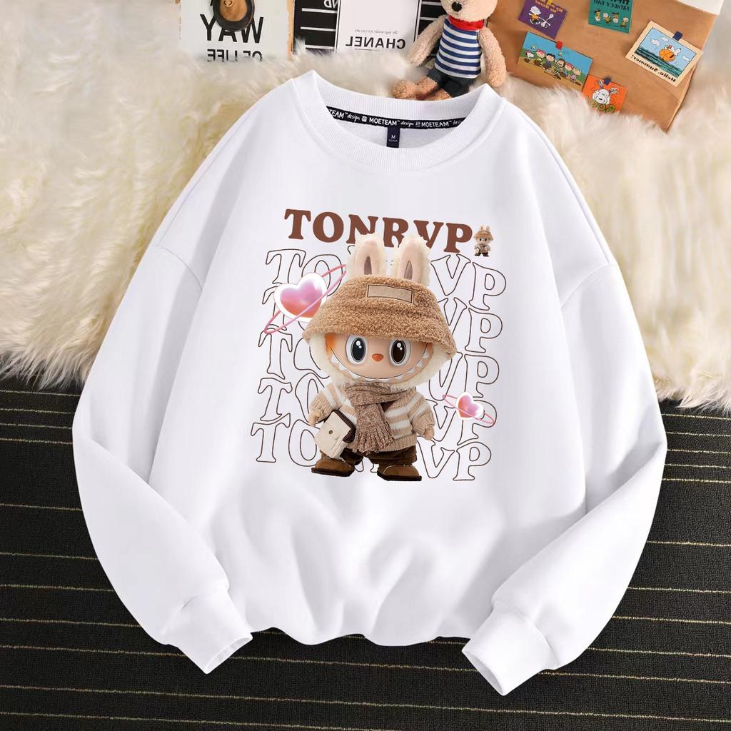 

2025 новый свитшот с принтом LABUBU, толстовка с длинным рукавом и капюшоном, женский и мужской с круглым вырезом L