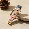 Zinc Alloy Pin Christmas Nutcracker Brooch Pin, Rhinestone Enamel Soldier Badge for Holiday Lapel Women Men, Xmas Jewelry Coats Sweaters Scarves