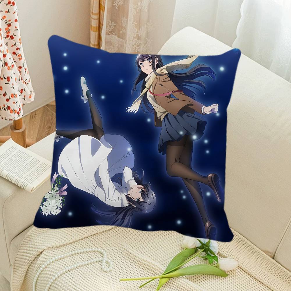 Anime Seishun Buta Yaro Black Stockings Pillow Case Square Pillow Bedroom Sofa Leisure Comfort Cushion Car Home Decoration
