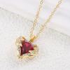 Exquisite Luxurious Red Zircon Heart Pendant Necklace Women's Angel Wings Fashion Creative Wedding Party High Quality Gifts