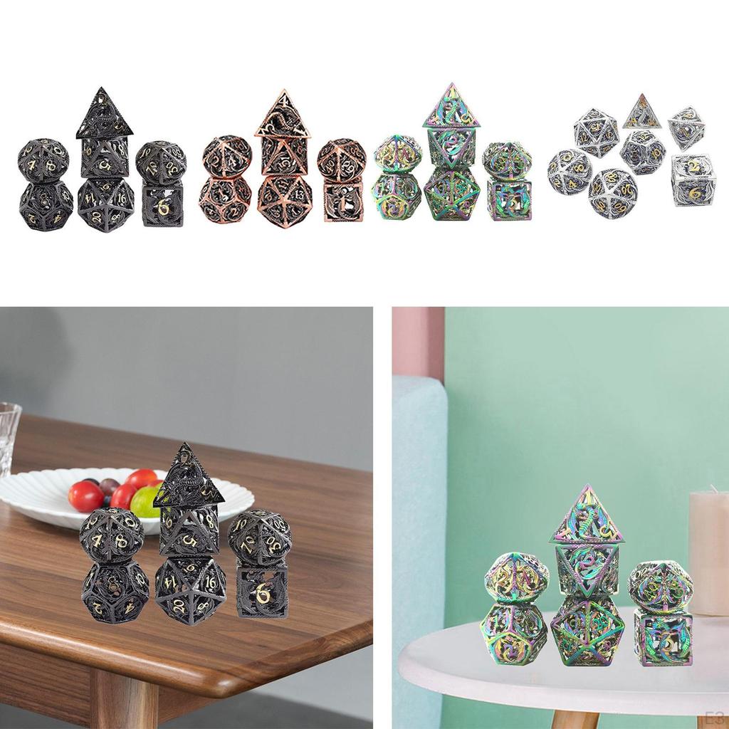 7 Piece Hollow DND Polyhedral Set Family Dragon Dungeon Entertainment Gifts Game