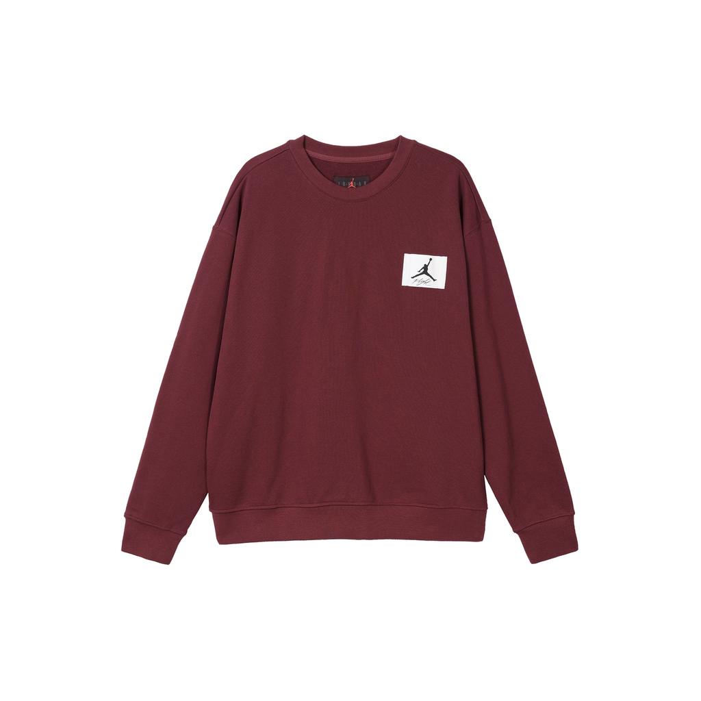 Jordan Solid Crew Neck Pullover With Brand Logo Men Sweatshirt Cherrywood-Red FB3910-680