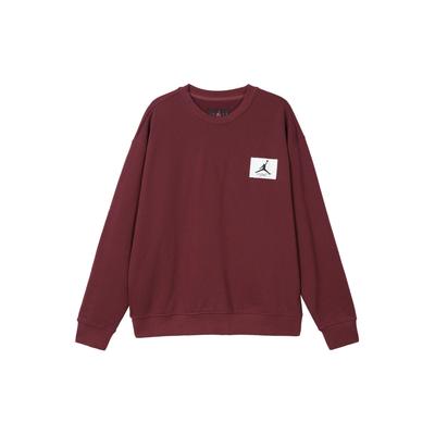 Solid Crew Neck Pullover With Brand Logo Men Sweatshirt Cherrywood-Red FB3910-680