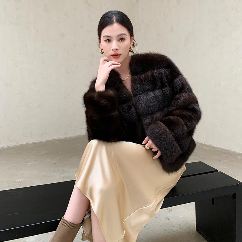 Imitation mink coat female Russian imported farmer imitation sable fur coat short young celebrity winter