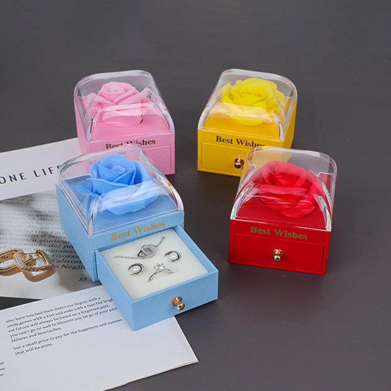 Rose Flower Drawer Jewelry Box for Rings & Necklaces