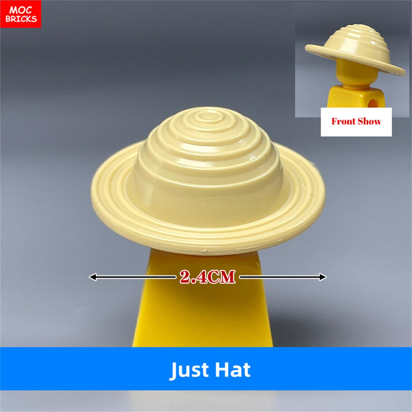 

MOC Bricks Anime Cartoon 4cm Figure Wear Headgear Straw Cap Accessories Assembled Component Construction Blocks Playthings designed for children