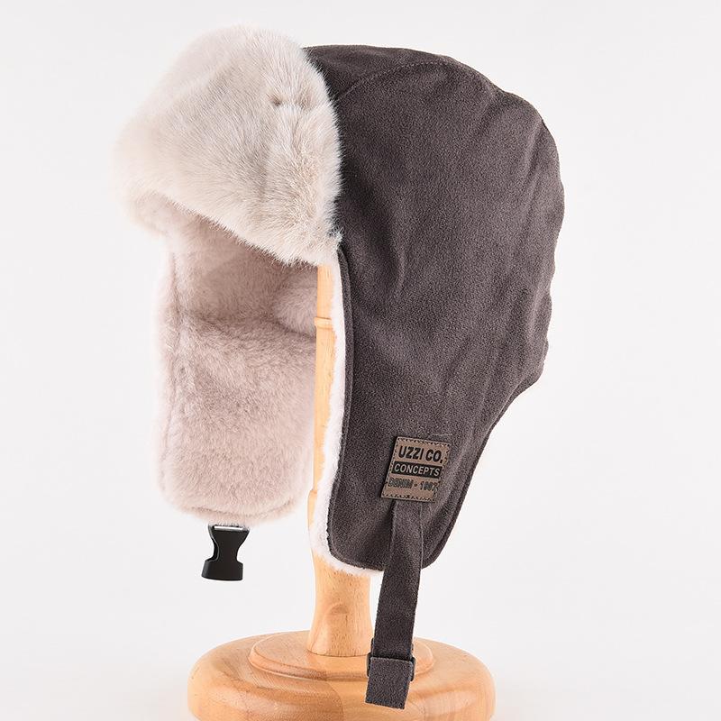 Thunderbolt Hat Men's Fall and Winter Outdoor Warm Ear Protection Cotton Hat Suede Velvet Youth Pilot Biker Cap Female