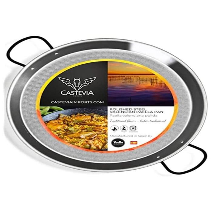 Plat À Paëlla En Acier Poli - VAELLO - La Valenciana - Diamètre 50 Cm - Convient Pour 14 Personnes