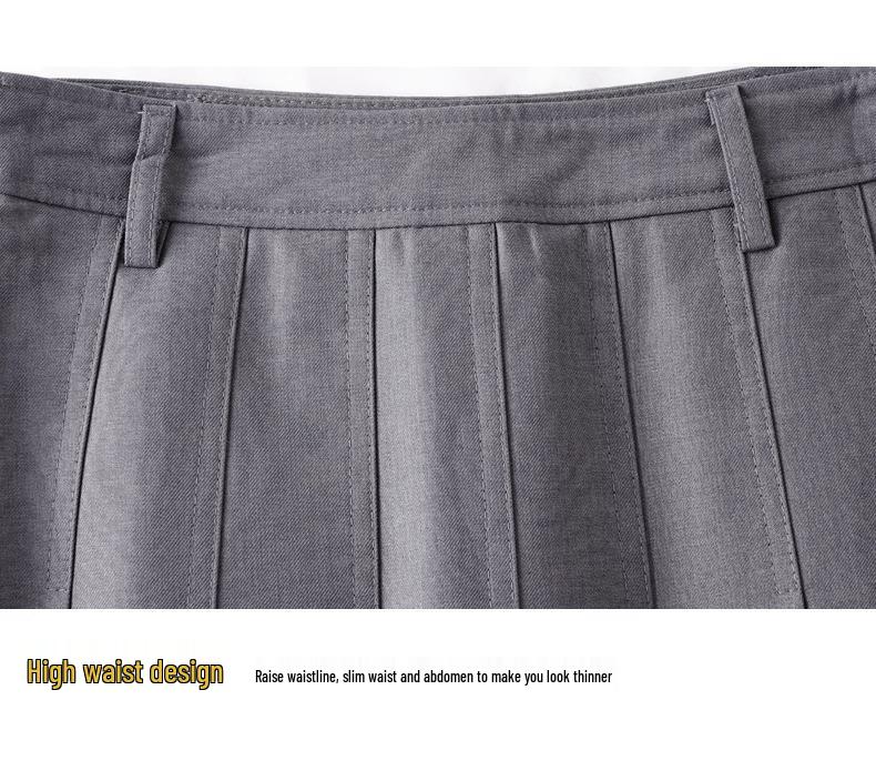 Women's High-Waisted A-Line Pleated Skirt - Spring 2025 Collection, Elegant Medium-Long Length