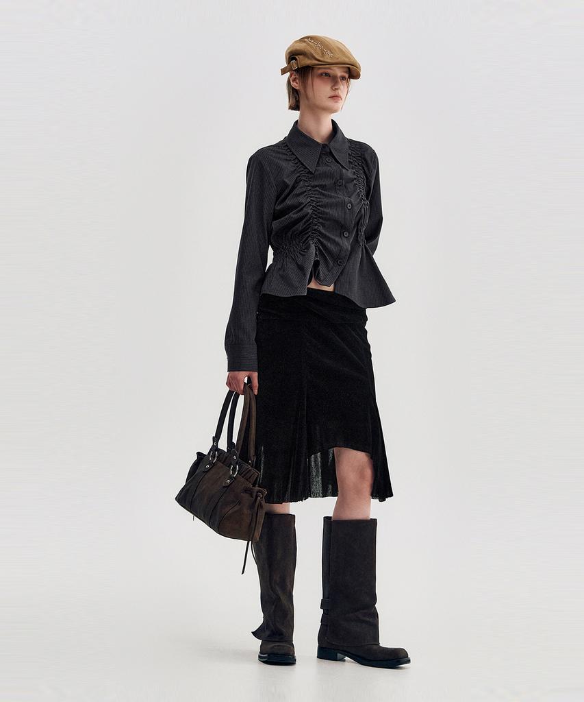 Kimzisu Ruched Belt Tote Bag _ Brown
