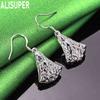 925 Sterling Silver Chinese Style Hollowed-Out Triangle Fan Earrings - Fashionable Banquet Jewelry