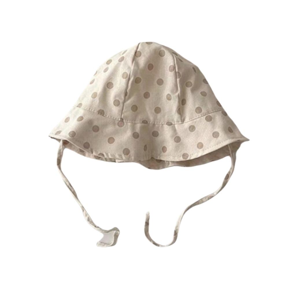 

Plaid/Stripe/Dot Print Baby Bucket Hat Korean Style Kids Sunscreen Hat for Kids Boy Girl Khaki Dots