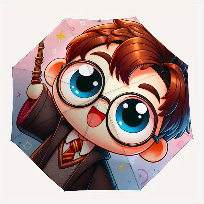 1pc Harry Potter Wizard's Automatic Open/CloseUmbrella-CuteUmbrella with Cute Design, Portable 3-Fold Compact Umbrella for Men & Women, Vale
