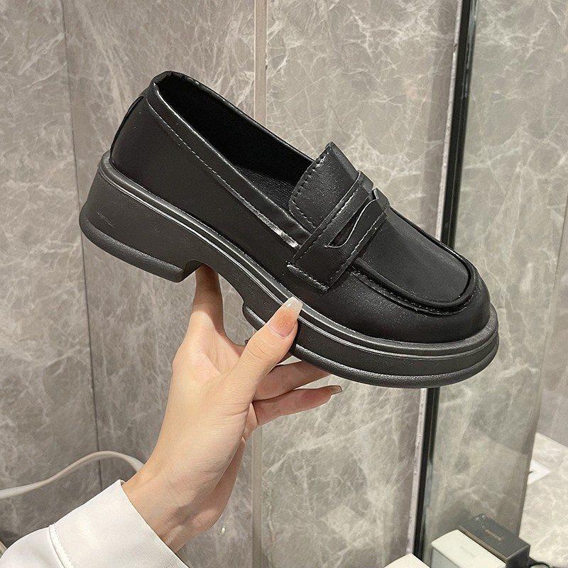 New Jk Uniform Single Shoes Japanese Small Leather Shoes Women's Spring British Style Platform Loafers 2025 One-pedal Black