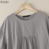 ZANZEA Damen Freizeit Rundhals Einfarbig Kurzarm Bluse