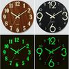 8-inch Wood Board Wooden Luminous Wall Clock Silent Clock MDF Wood Grain Creative Luminous Fluorescent Clock