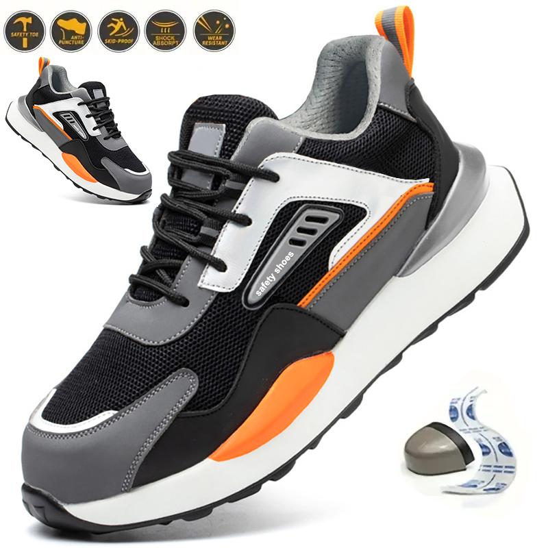 Indestructible Safety Shoes Men Steel Toe Shoes Anti-smash Anti-puncture Work Boots Men High-top Breathable Work Shoes Sneakers