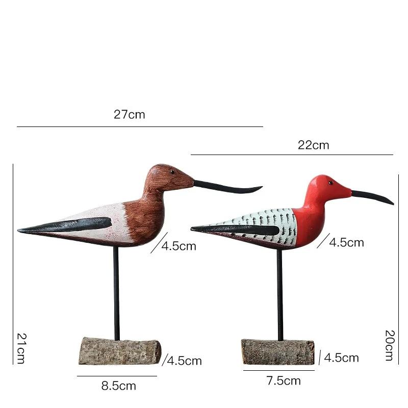 

Resin Handicraft Abstract Painted Longbill Bird Artificial Animal Sculpture Woodpecker Married Couple Home Decoration
