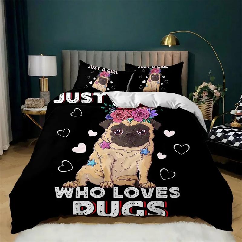 Cartoon Duvet Cover Set Howling Wolf In The Moonlit Night Bedding Set Polyester Just A Girl Who Loves Wolves Pattern Quilt Cover