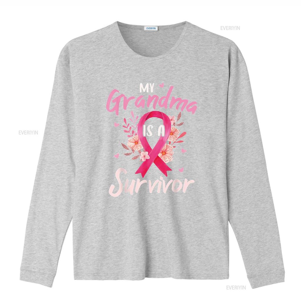 Womens T Shirt My Grandma Is A Survivor Flower Breast Cancer Awareness Black 2X Large vintage Washed Comfortable Soft Unisex