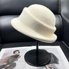 Temperament Celebrity Style Beret White Wool Bucket Hat Autumn and Winter French Elegant Curling Small Basin Hat Top Hat
