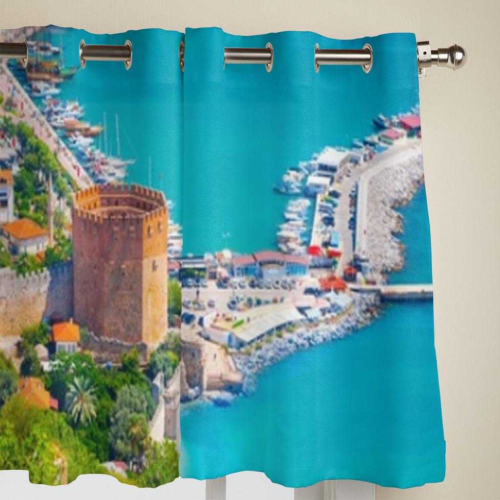 Küstenstadt Bootsfenster Vorhänge für Wohnzimmer Luxus Schlafzimmer Dekor Vorhänge Küchenfensterdekorationen Vorhänge