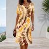 Women Plus Size Round Neck Short Sleeve A Line Printed Casual Dress