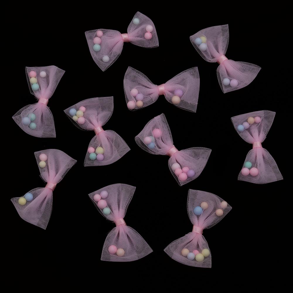 10pcs/lot 3x4cm Candy Color Organza Bows Mesh Lace Bow With Foam Ball For Girls DIY Clothing Headwear Decorative Accessories