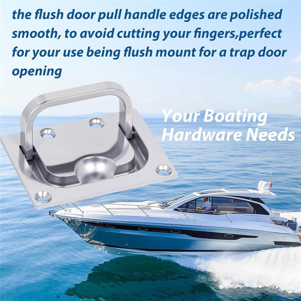 316 Stainless Steel Flush-Mount Handles – 75x58x9mm Marine Deck Hatch Pulls – 1/2/4 Pack – Mirror Polished For Toolboxes, Furniture, Floors