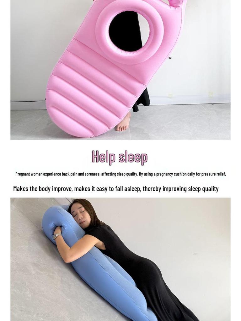 Eco-friendly PVC Inflatable Pregnant Woman Cushion - Comfortable Flocking Recessed Sleeping Pillow Pad