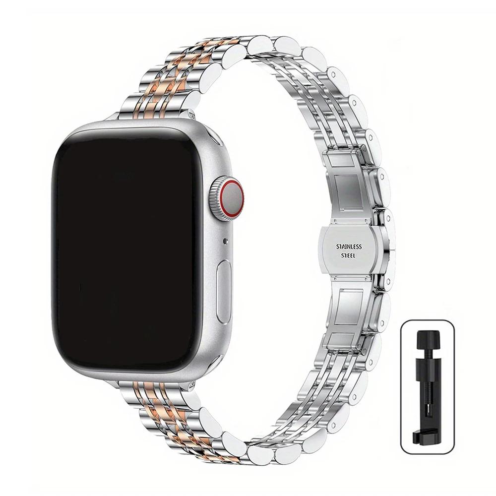 Classic Stainless Steel Slim Band For Apple Watch Strap Ultra 49mm 45mm 44mm 42mm 41mm 40mm 38mm For Iwatch Series 9/8/7/6/5/4/3/2/1/SE
