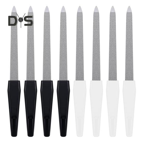 

8 шт. Двусторонняя металлическая пилочка для ногтей с эргономичной нескользящей ручкой, профессиональная, для мужчин и женщин, из нержавеющей стали, гелевая, акриловая пилочка для ногтей S черный белый