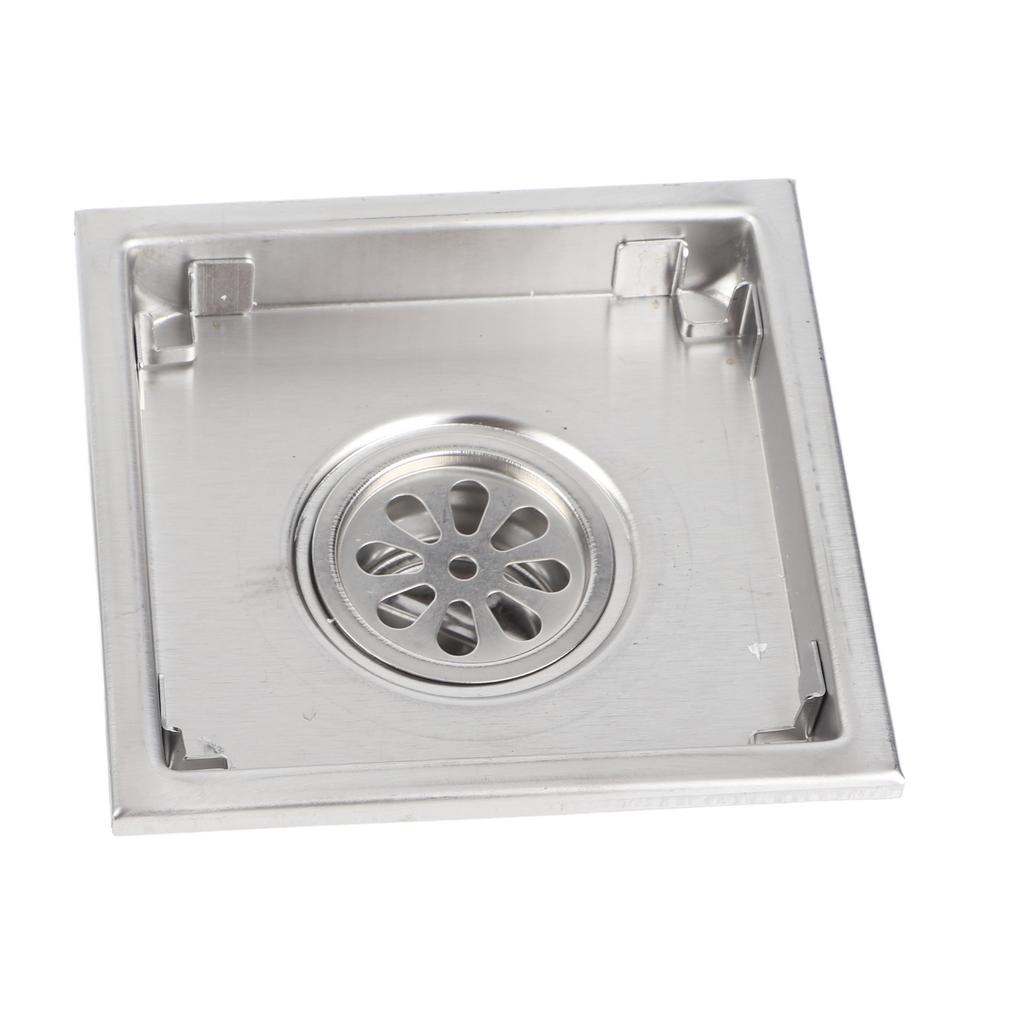 Floor Drain Stainless Steel Rollover Type Brushed Odor Resistant Concealed Waste Grate for Bathroom
