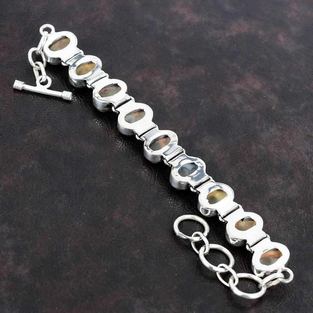 Maligano Jasper Bracelet Handmade Bracelet Natural Gemstone Jewelry 925 Sterling Silver Bracelet Adjustable Chain Bracelet Engagement Gifts