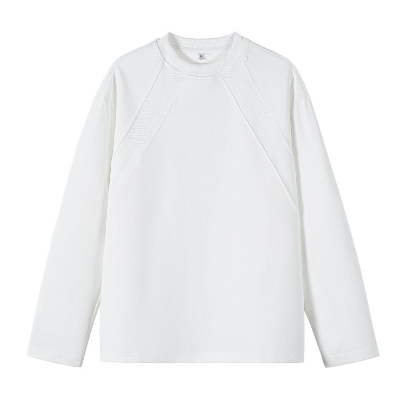 Bavlněná patchworková mikina volného střihu s dlouhým rukávem, jednobarevná, ležérní, outdoorová