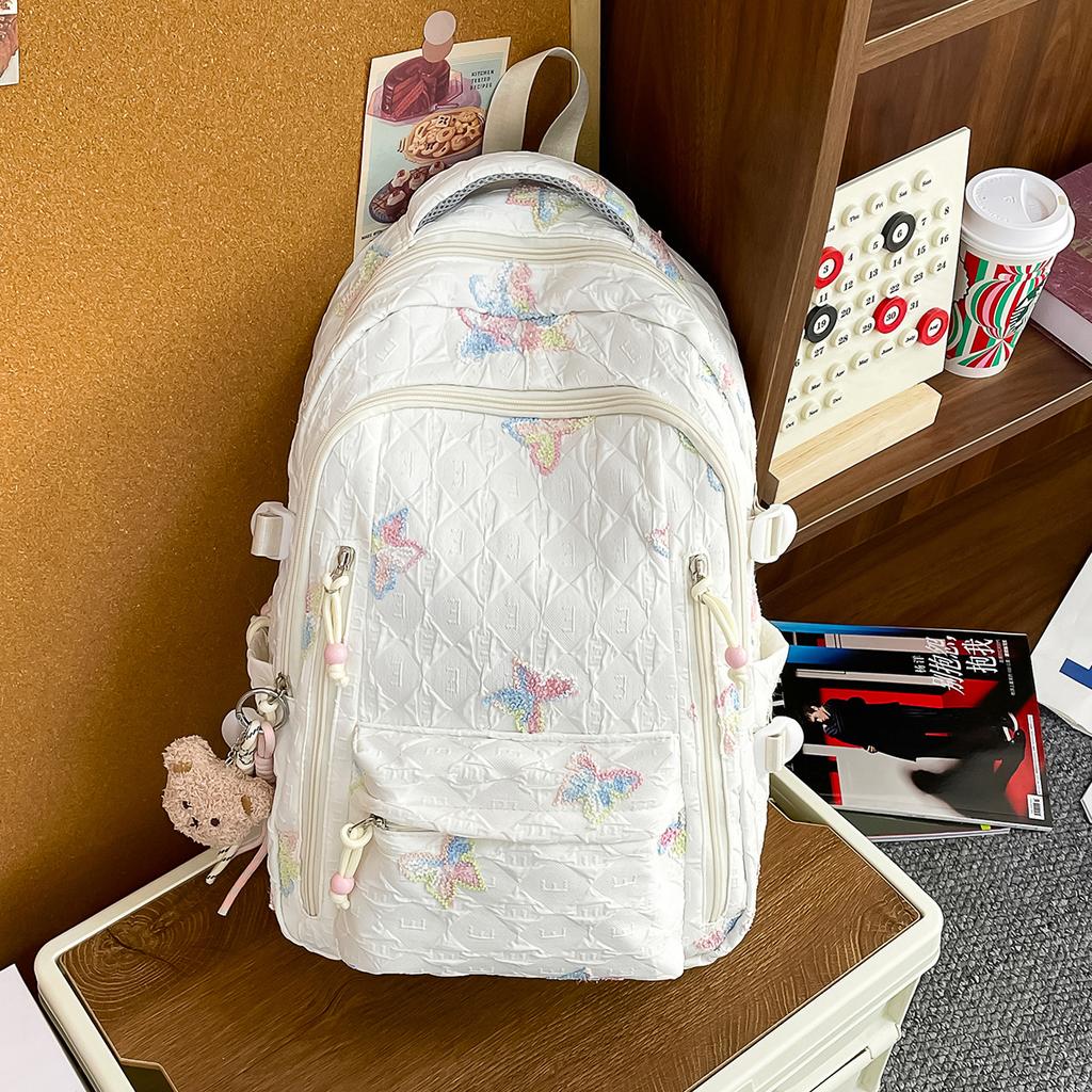 Schoolbag Junior High School Schoolbag Female College Student High Value Bow Computer Backpack Lightweight Large Capacity Class Backpack
