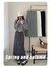 Korean High-Waisted Drawstring Midi Skirt for Women, Early Spring Casual Slimming Fit