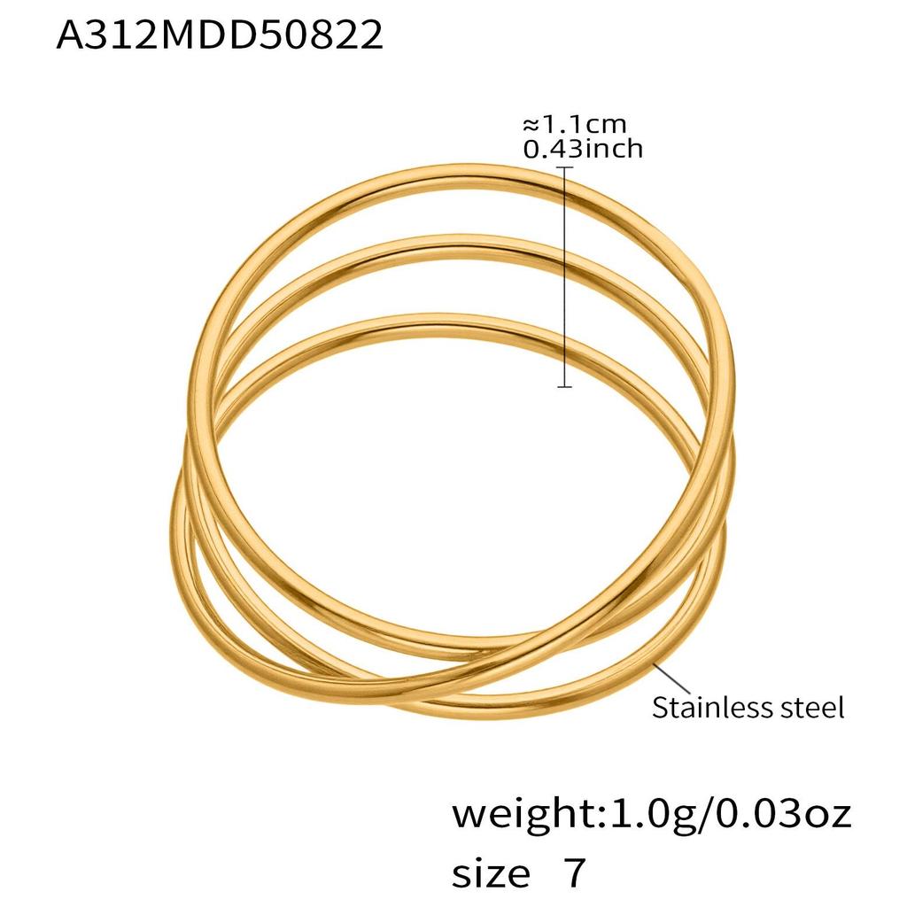 Oumeka Super Flash Zircon Pinky Ring Set: 18k Gold-Plated Small Diamond Stainless Steel Trio Jewelry