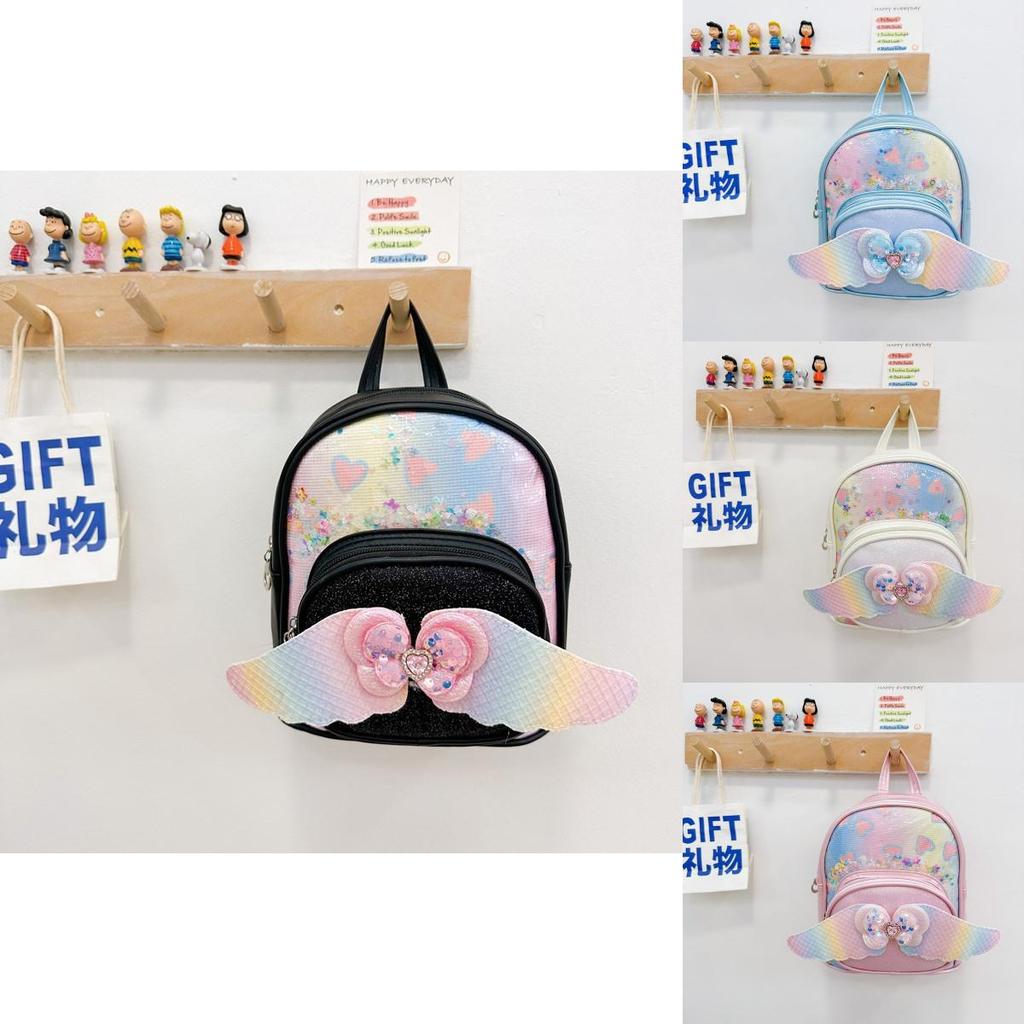 Childrens Cute Bowknot Wings Princess Backpack With Pu Material For Kindergarten Girls