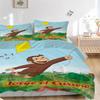 3pcs Curious George Flying Kite Home Bedding Set-Universal Three-Piece Suit for Bedroom, Guest Room, Living Room, Hotel-Perfect Gift for Fan