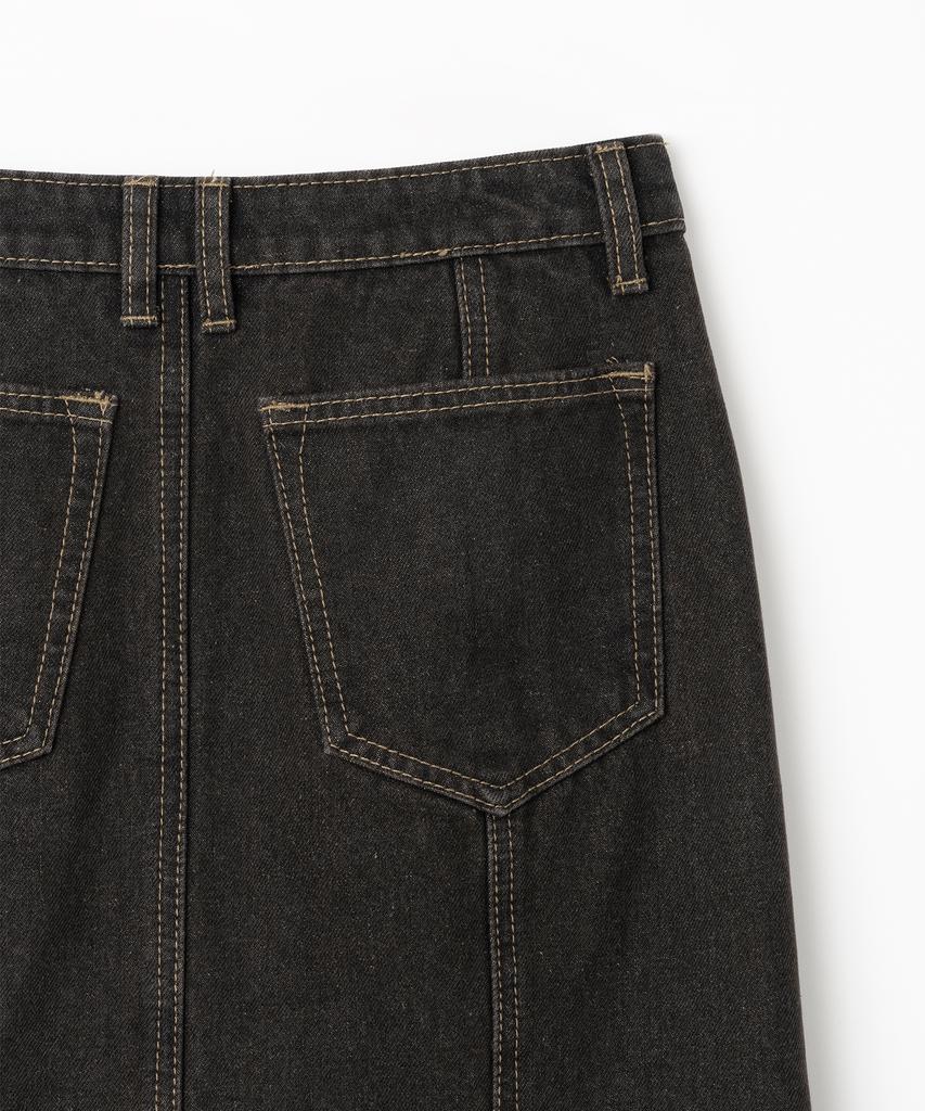 Milo Woman Vintage Denim Flare Skirt [Vintage Brown]