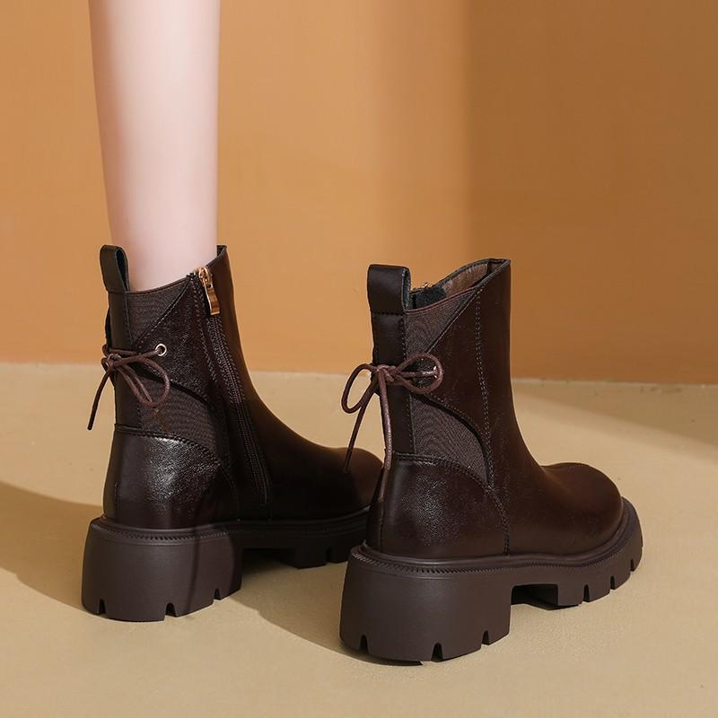 Brown Martin boots women's 2025 new autumn platform heightening versatile short boots popular fashion Chelsea boots women