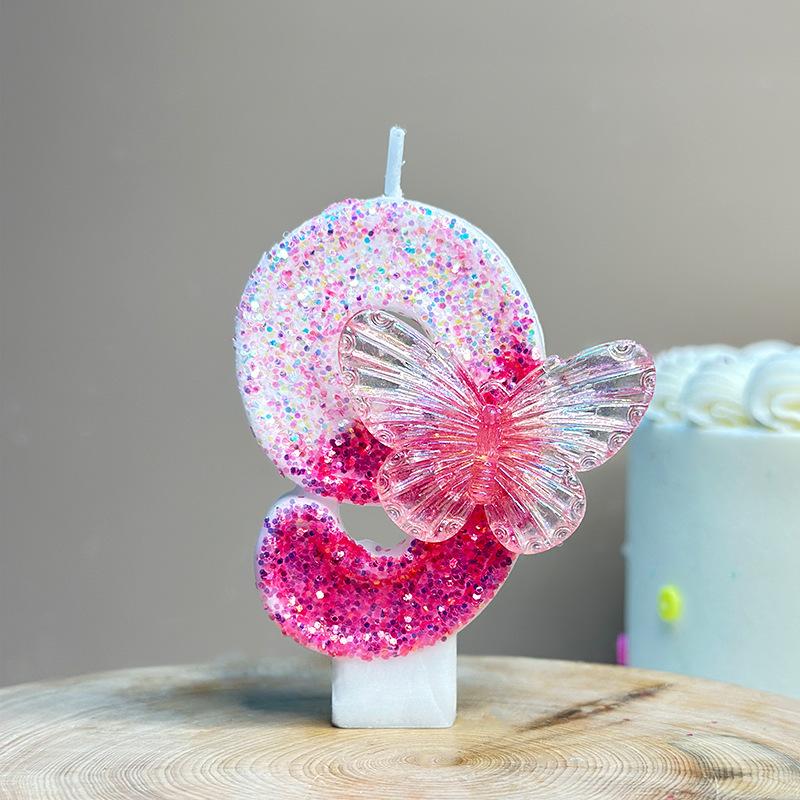 0-9 Number Cake Candles Party Supplies Purple Butterflies Candles Accessories Cake Shop Props Valentine's Anniversary Candles