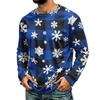 Men's Corduroy Long Sleeve Neck Shirt with Christmas Print for Holiday Casual Wear