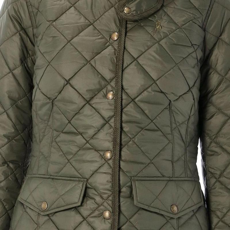 Polo Ralph Lauren Solid Color Quilted Waist-Defining Single-Breasted Padded Jacket Women Jackets Green 211854764-005