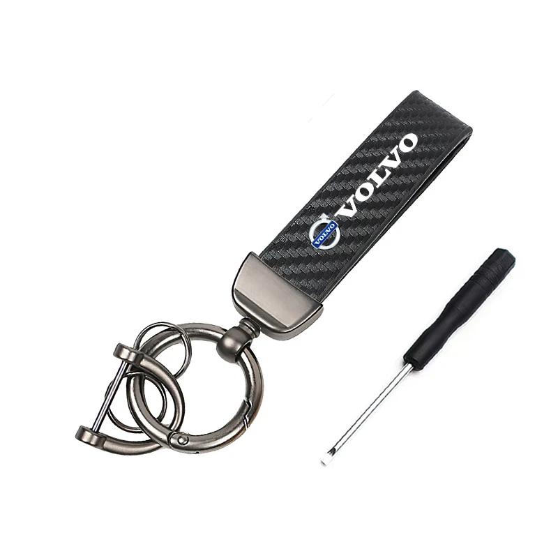 Car Carbon Fiber Style Keychain Microfiber Leather Key Chain For Volvo Xc60 Xc90 V40 V60 S60 V50 V90 S80 C40 XC40 V70 XC70 C30