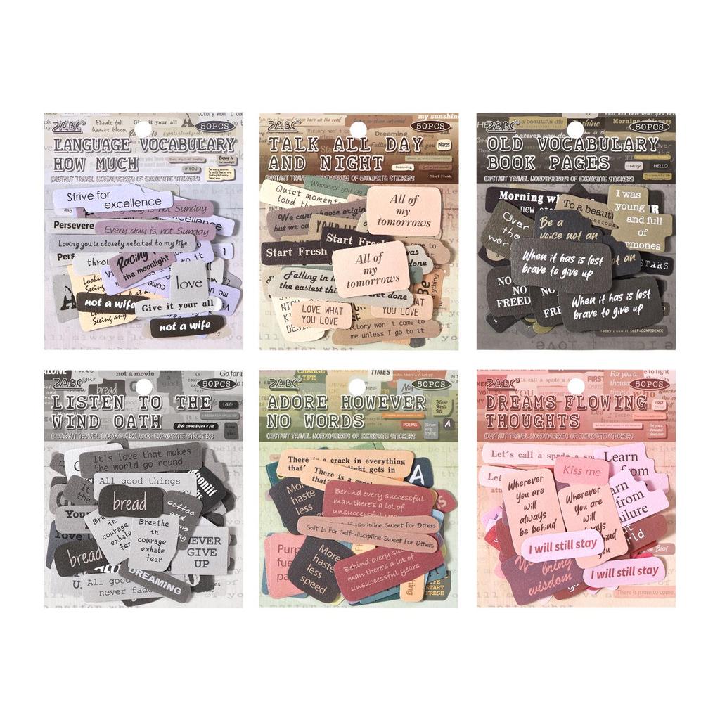ZABC Far Away Travel Sticker Pack: 50 Retro English Word Sheets, 6 Styles