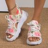 New Mesh Fly-woven Color Front Lace-up Fish Mouth Hollow Platform Sandals Casual Sandals