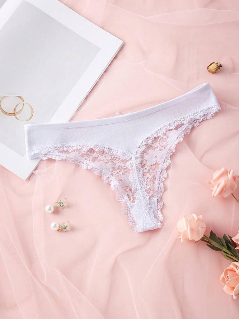 3Pcs Sexy Lace Women Thongs Transparent Women Panties Sexy Underwear Solid Floral G-String Size XS-XL Female Underpants Lingerie