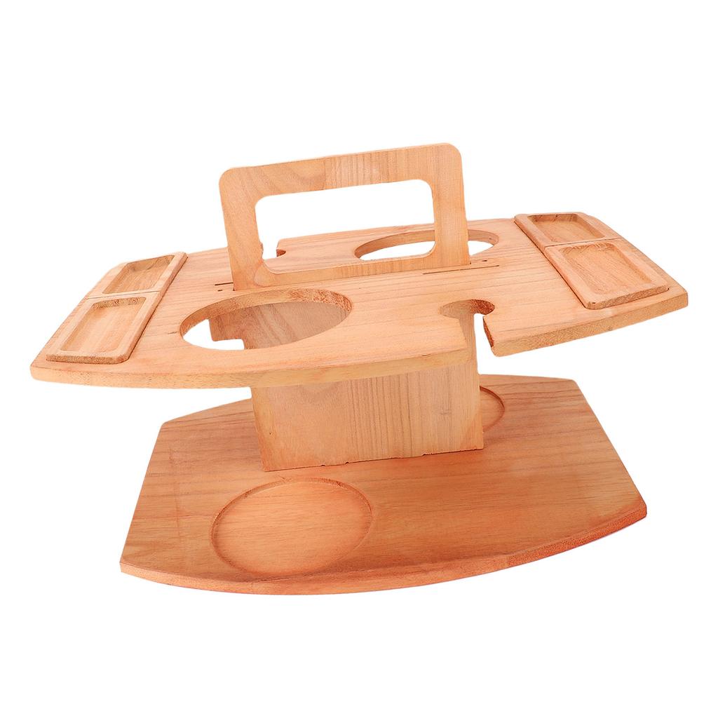 Fa Piknikasztal Pohártartóval Hordozható Boros Pikniktálca Kültérre Könnyen Szétszerelhető